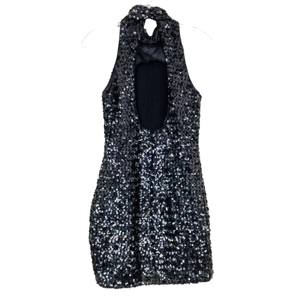 Vintage Hollywood Nites Black Sequin Mini Dress - Picture 5 of 6